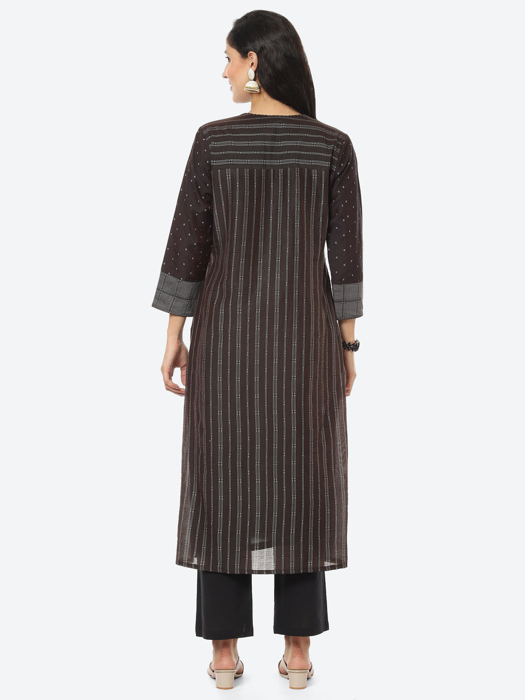 Checked Printed Chanderi Kurta With Pant