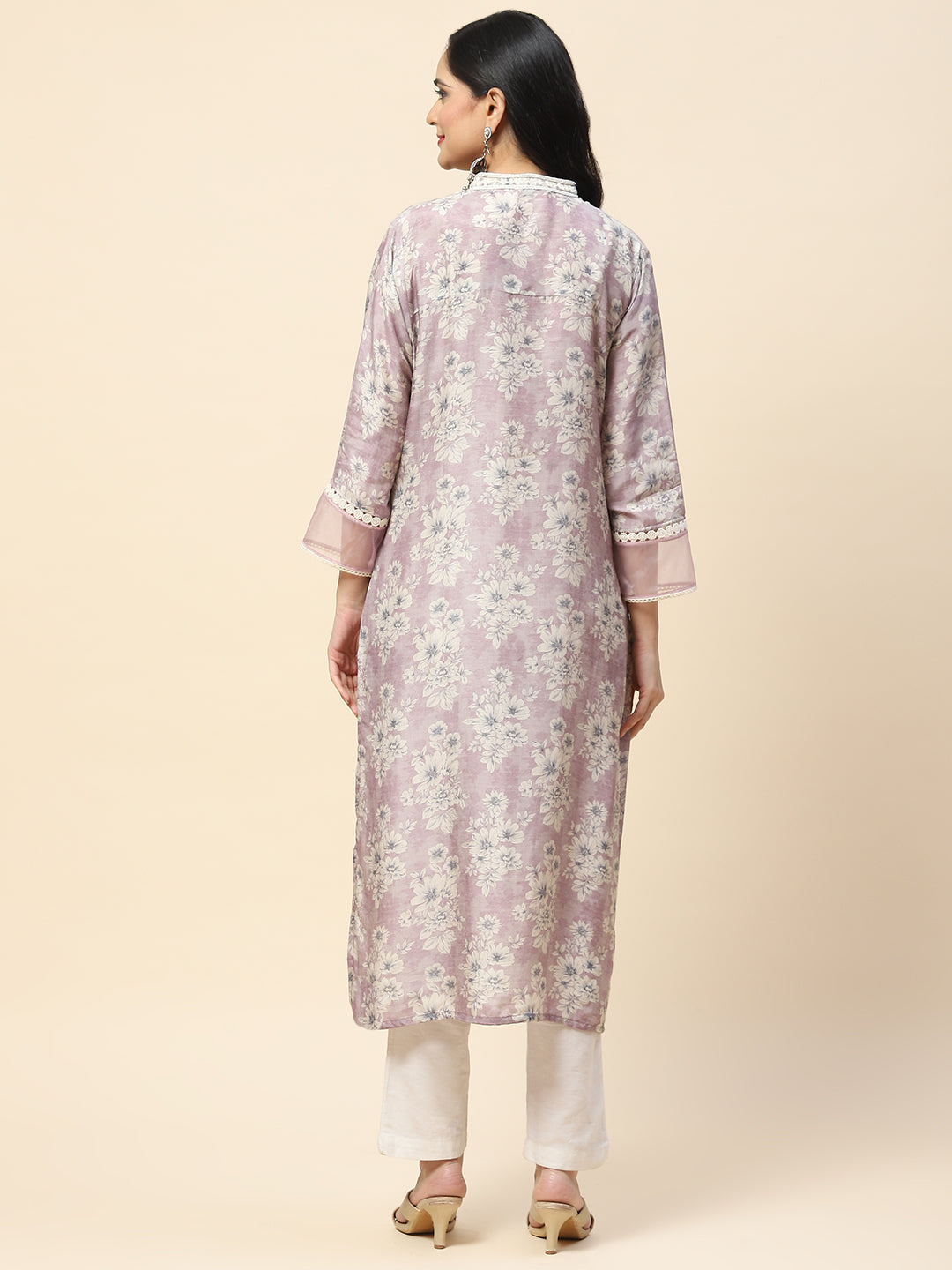 Printed With Resham Neck Embroidered Cotton Kurta
