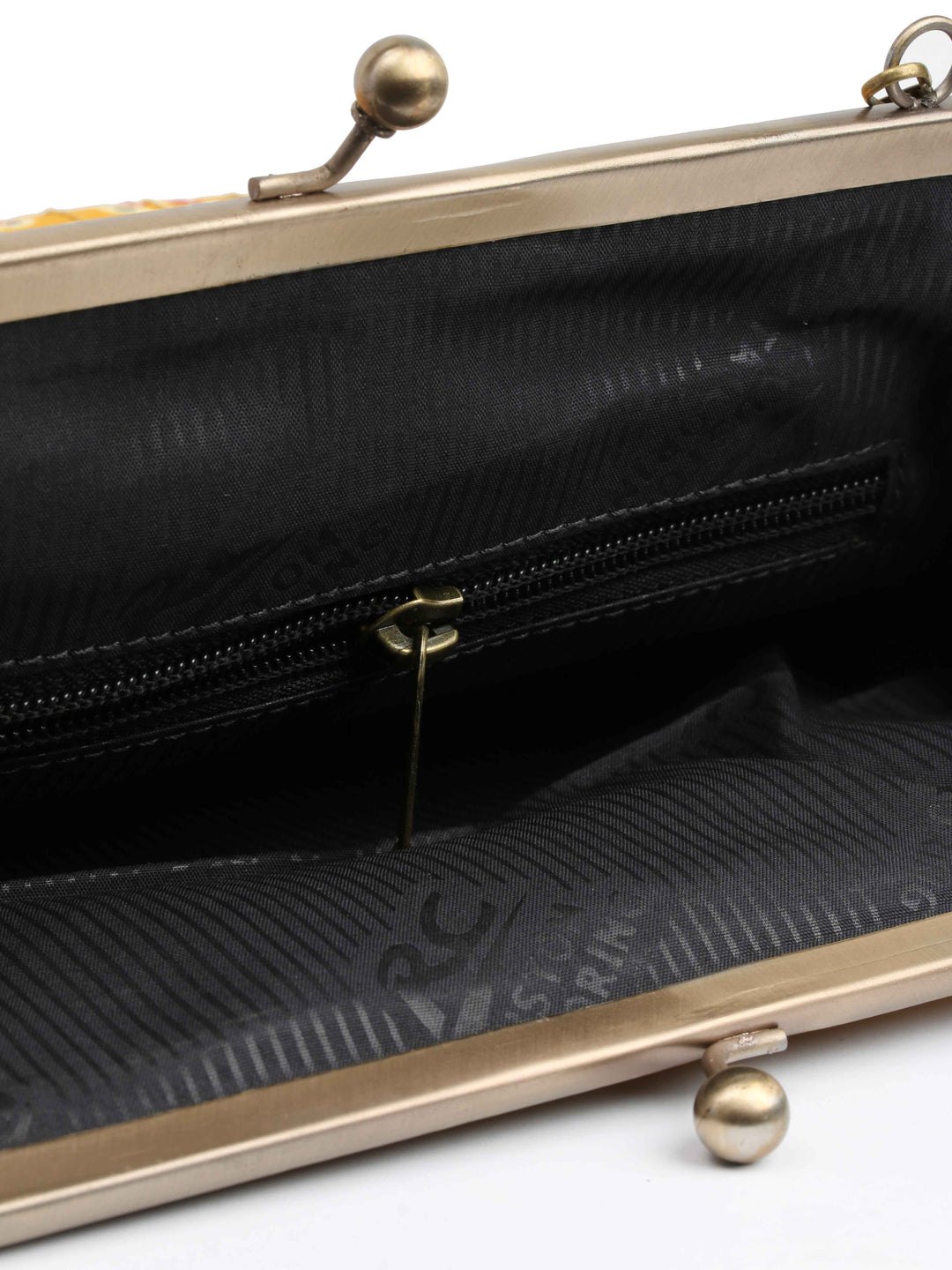 Mustard Printed Cotton Clutch