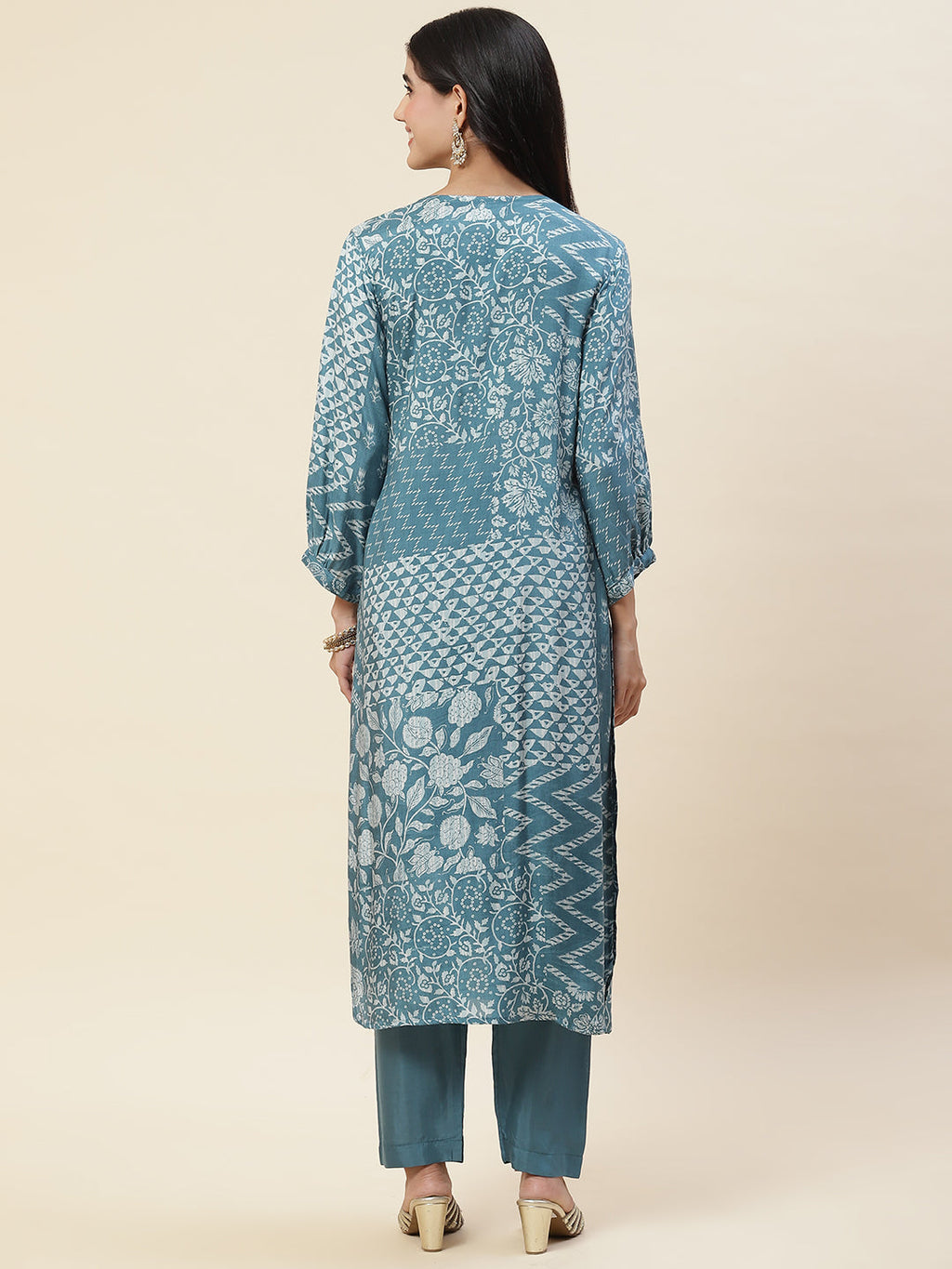 Floral Printed Muslin Kurta With Pants