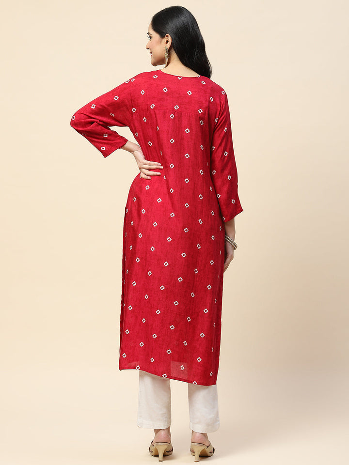 Printed With Yoke Embroidered Muslin Kurta