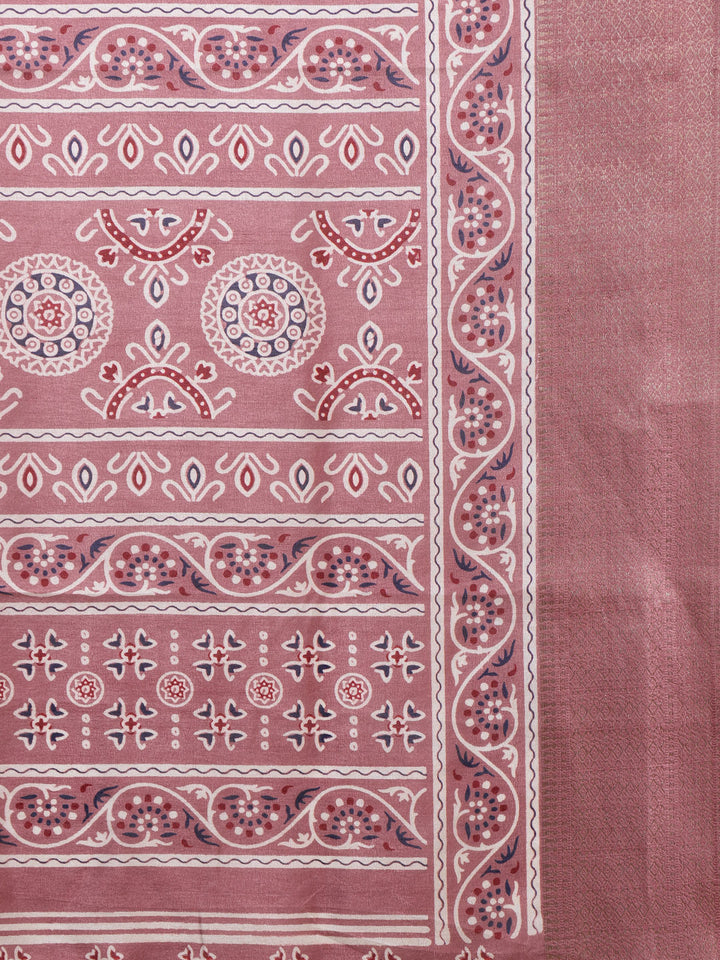 Ajrak Printed Dola Cotton Woven Saree