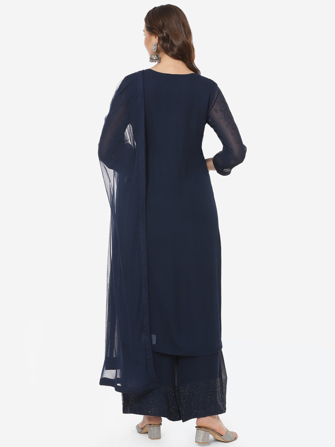Swarovski Georgette Anarkali Stitched Salwar Kameez With Net Dupatta
