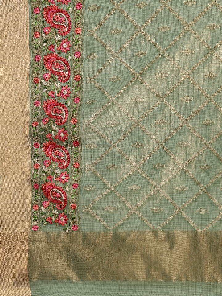 Resham Jaal Cotton Embroidered Saree