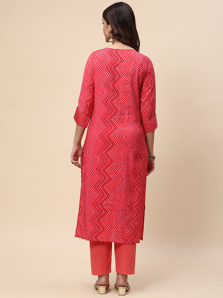 Printed &amp; Sequin Embroidered Muslin Kurta