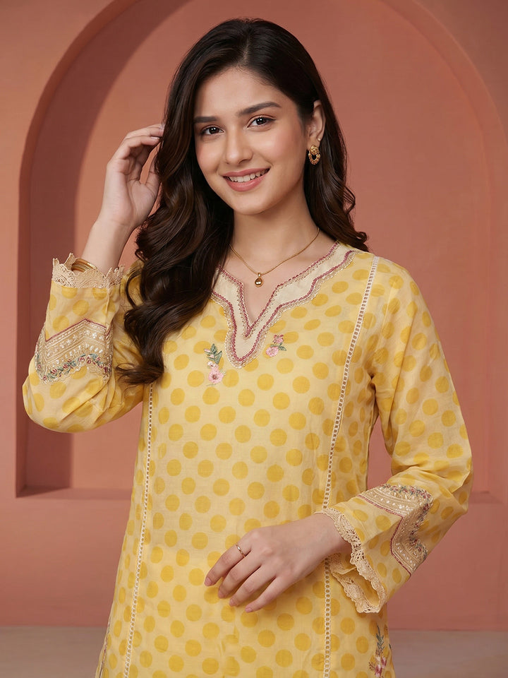 Printed Cotton Blend Kurta Set