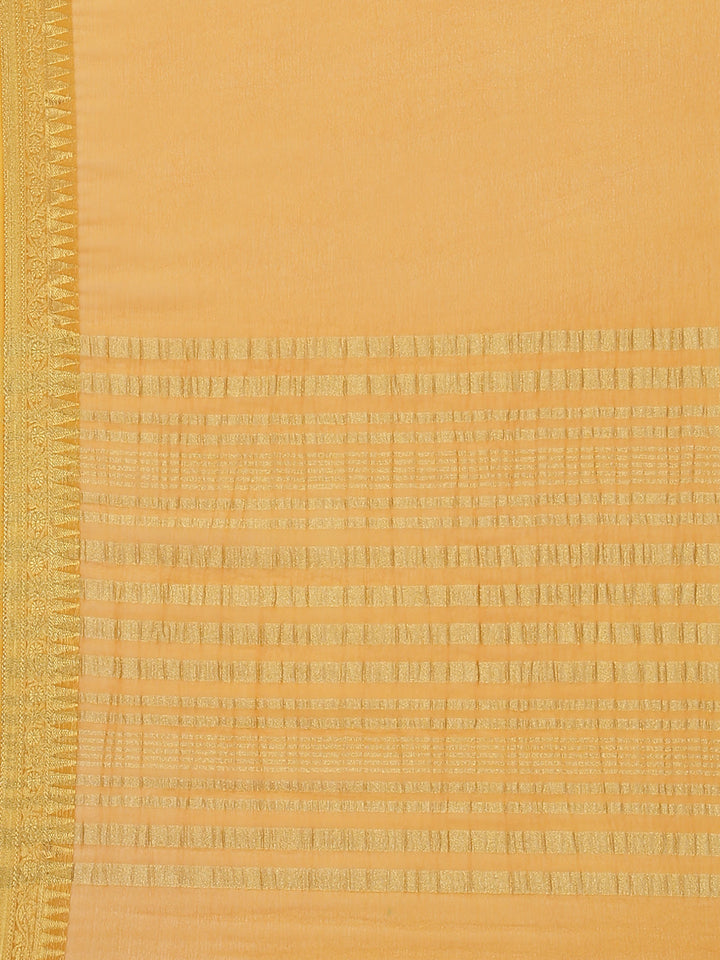 Plain Zari Border Chiffon Saree