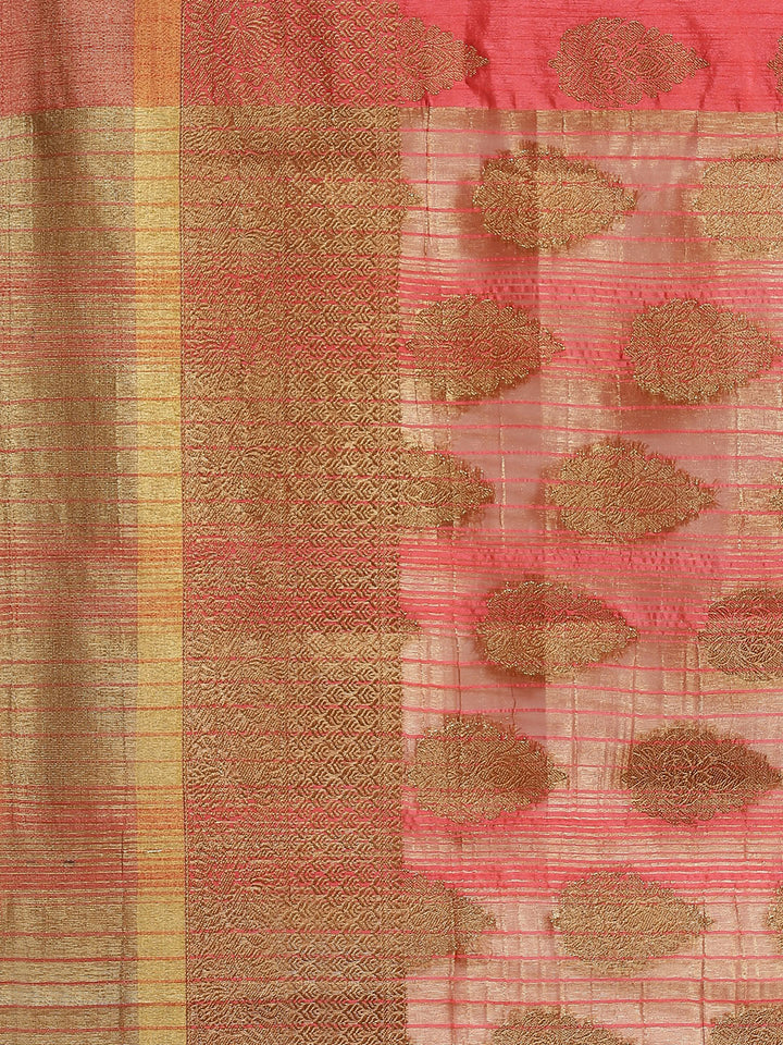 Zari Border Booti Art Handloom Woven Saree