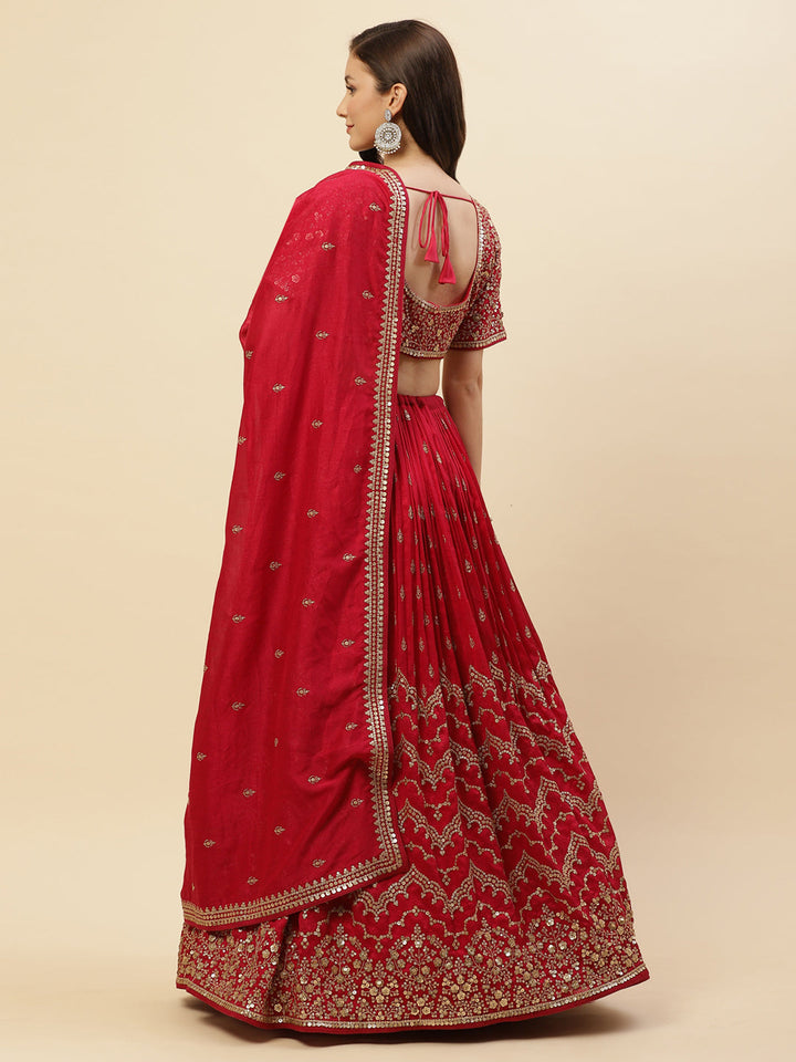Sequin Work Art Handloom Choli With Lehenga &amp; Net Dupatta