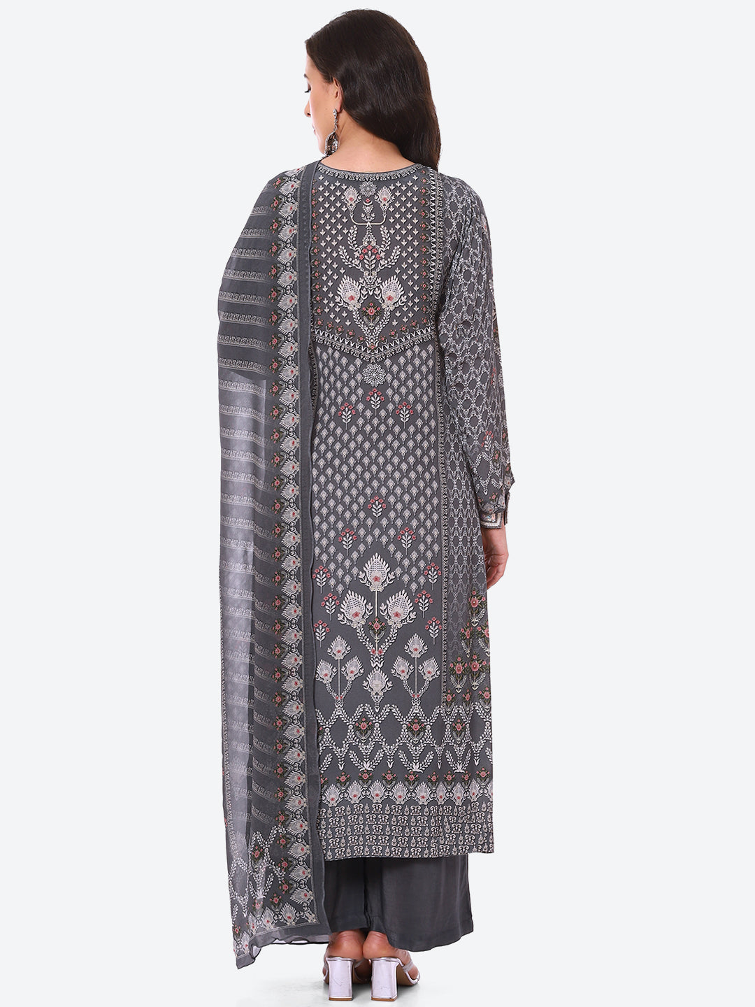 Digital Printed Crepe Kurta With Palazzo & Georgette Dupatta