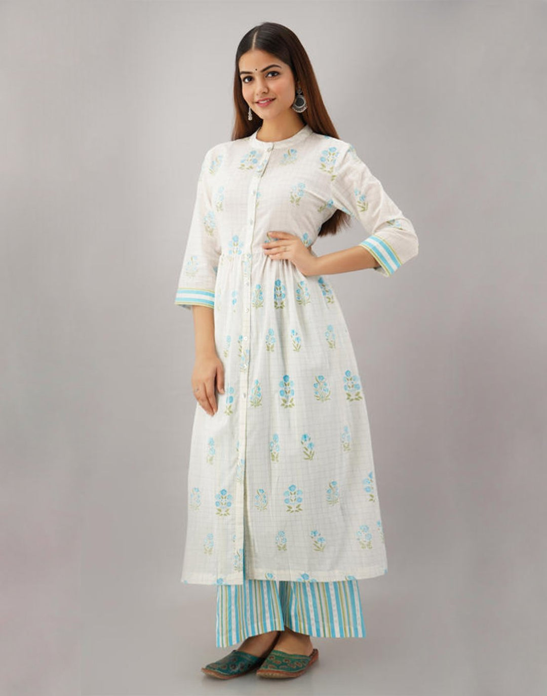 Printed Cotton Anarkali Kurti With Pant