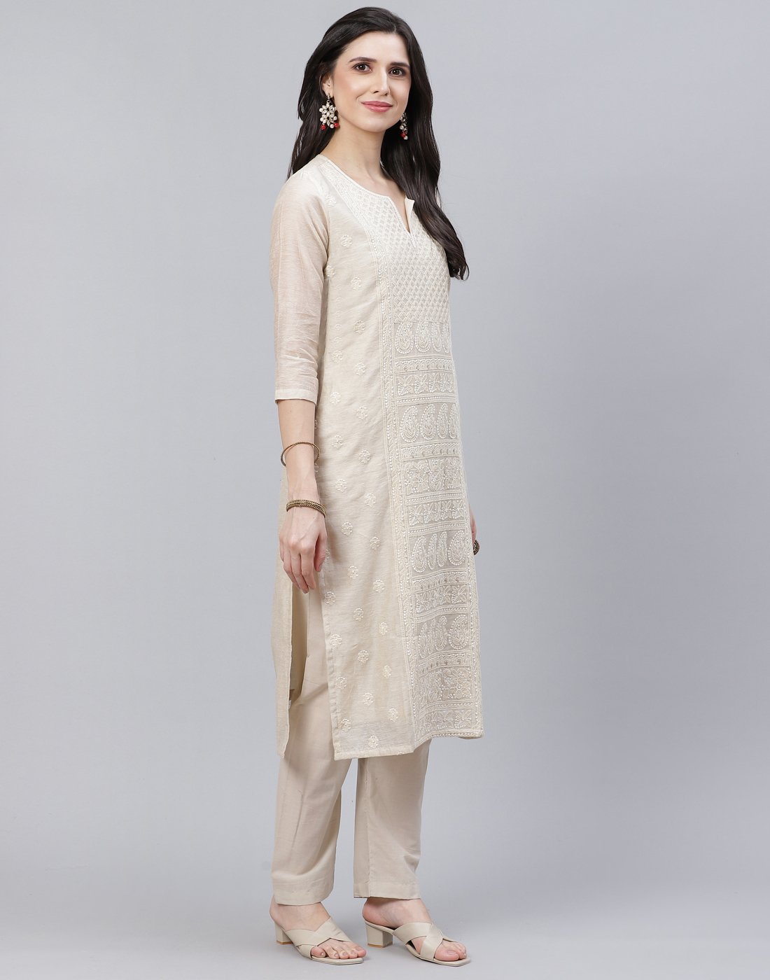 Embroidered Cotton Kurti with Pant