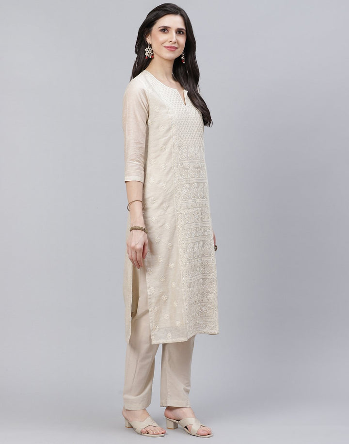 Embroidered Cotton Kurti with Pant