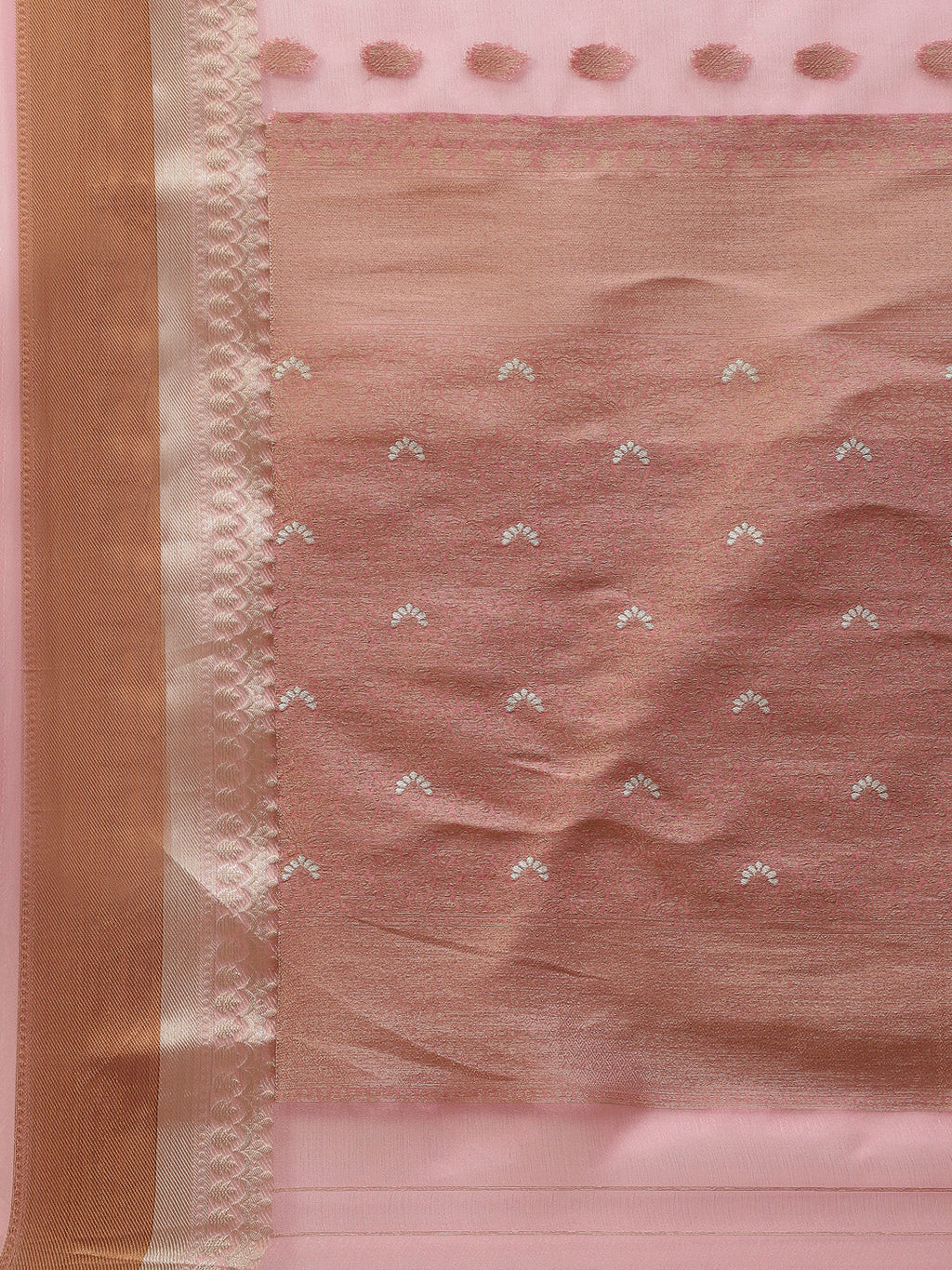 Antique Booti Organza Plain Saree