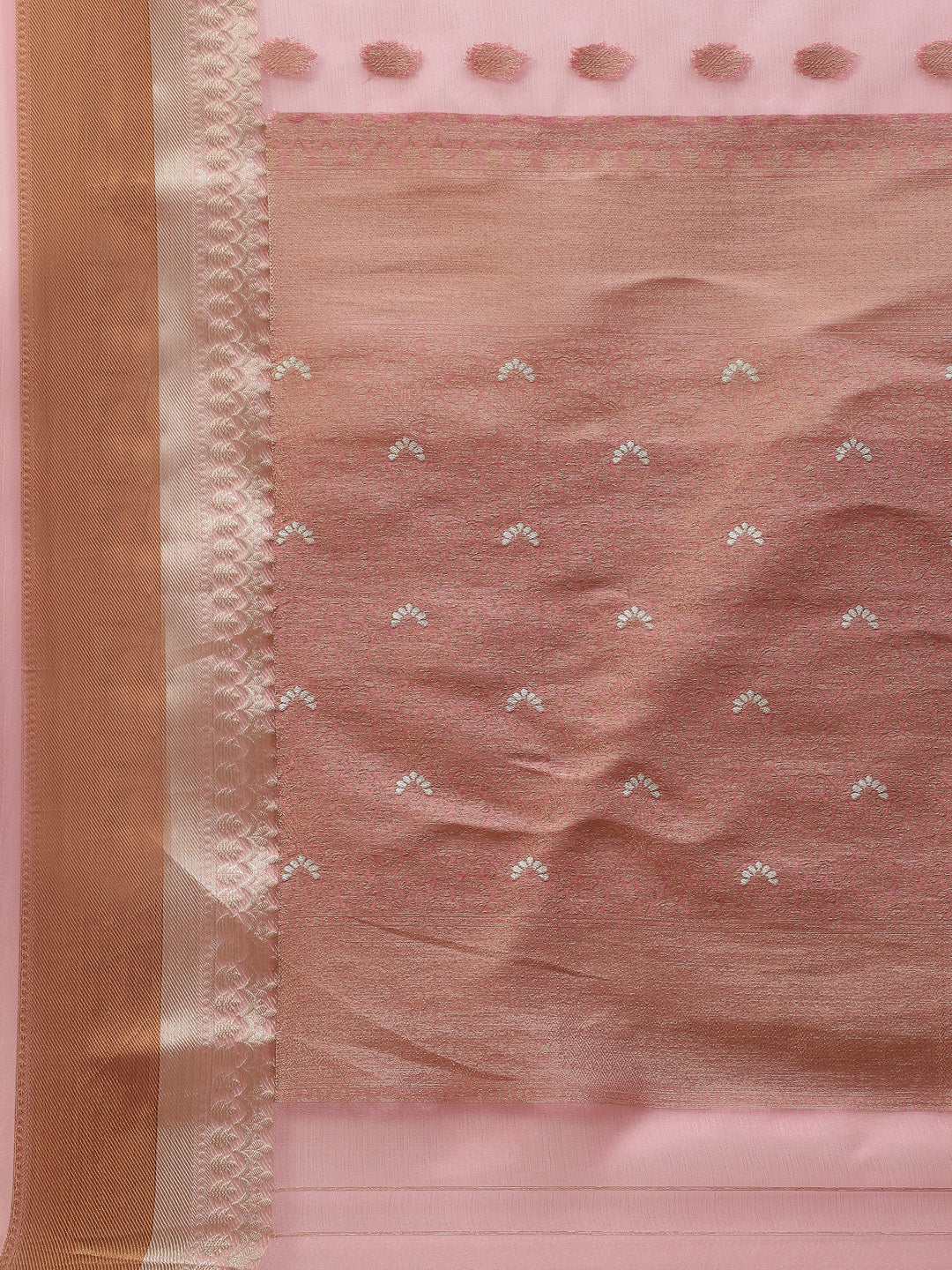 Antique Booti Organza Plain Saree