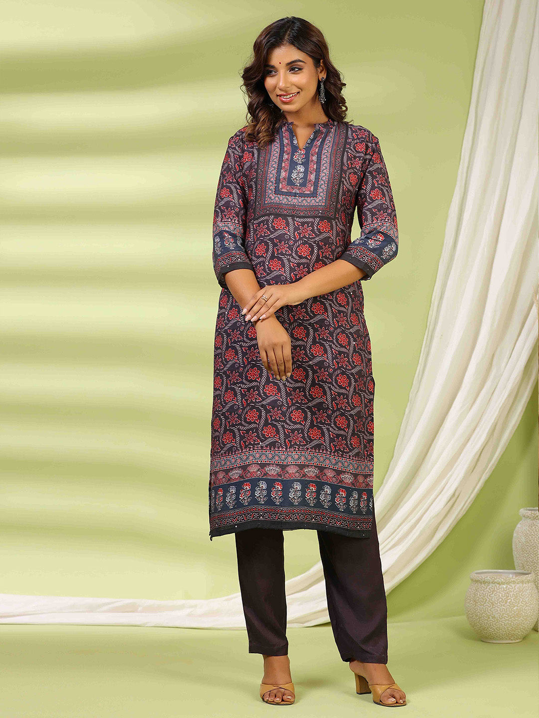 Printed Muslin Kurta With Pants &amp; Dupatta