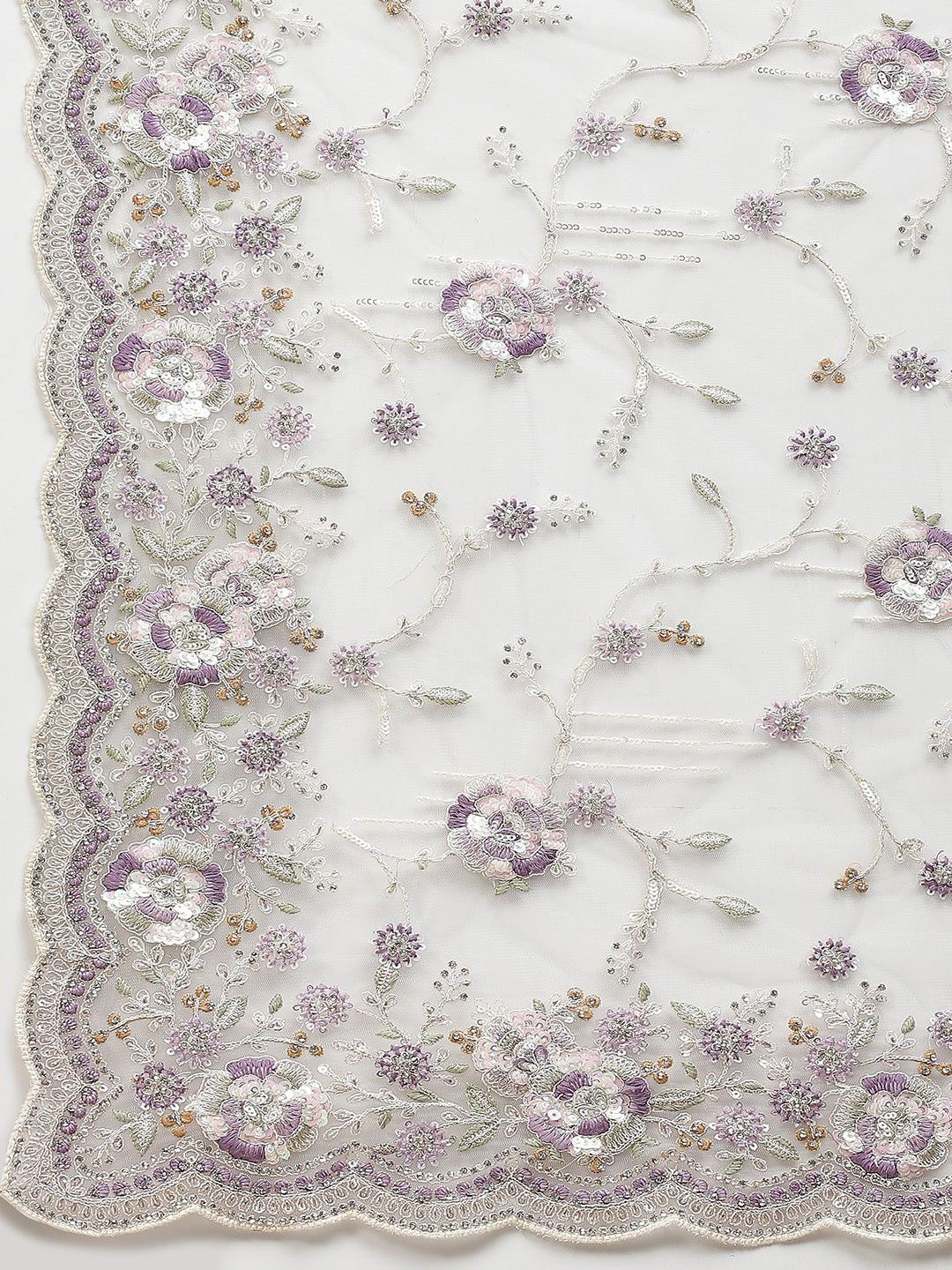 Resham Jaal Embroidery Net Saree