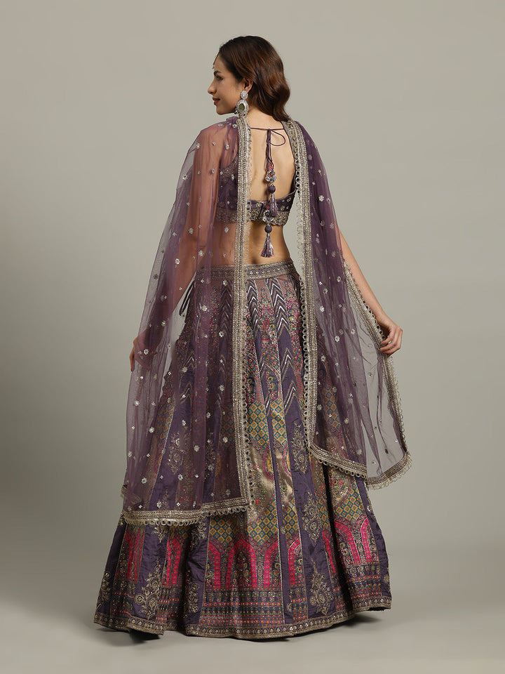 Multi Kali Art Silk Choli With Lehenga &amp; Dupatta