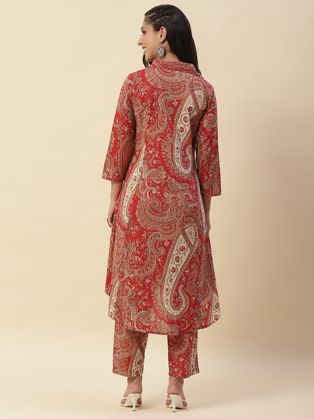 Paisley Printed Cotton Kurta With Pants