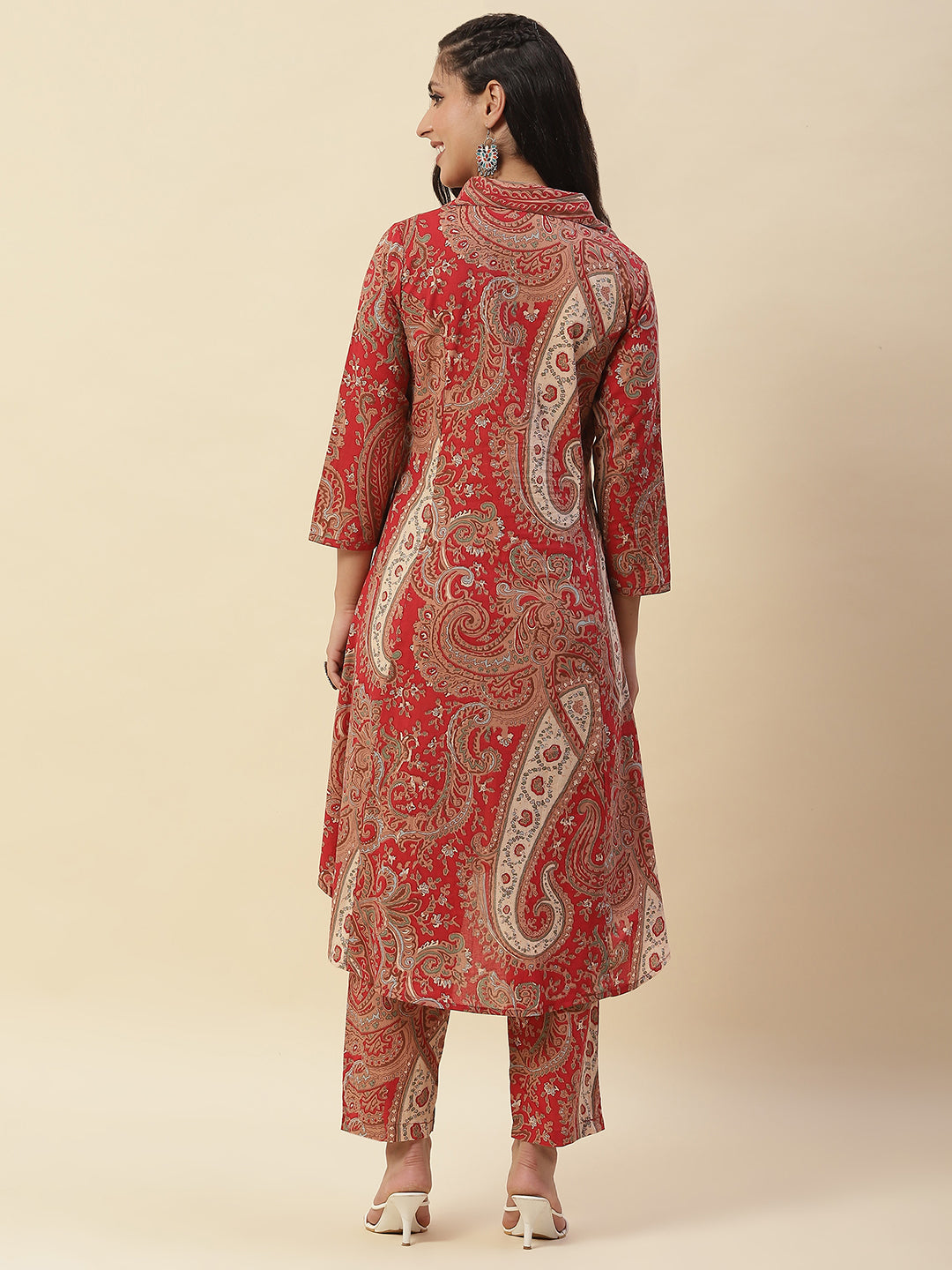 Paisley Printed Cotton Kurta With Pants
