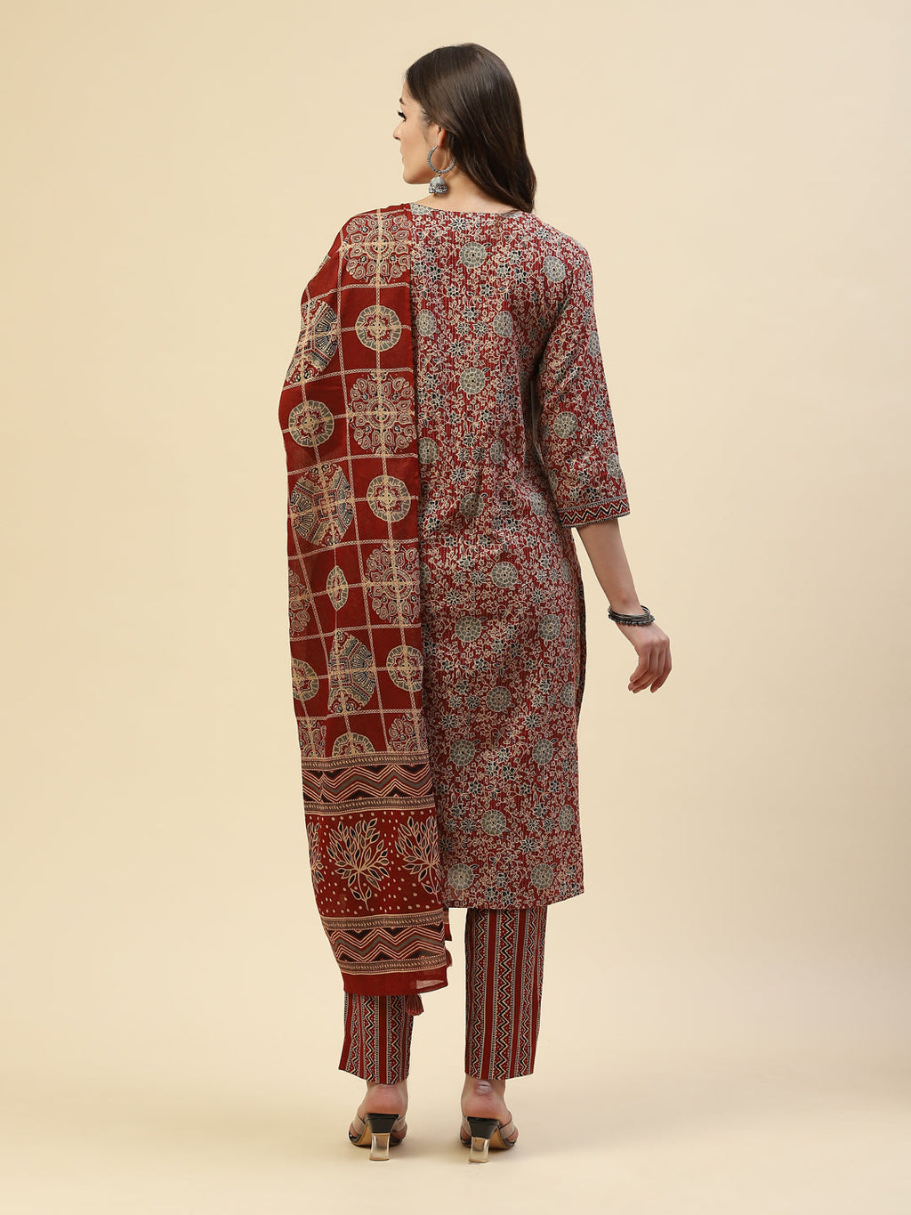Printed Cotton Kurta With Pant & Cotton Dupatta