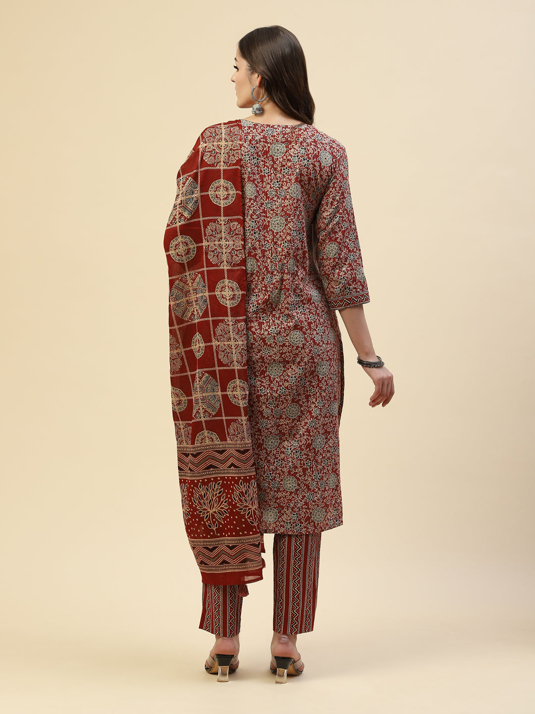 Printed Cotton Kurta With Pant &amp; Cotton Dupatta