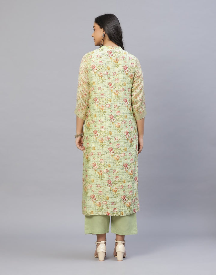 Chanderi Printed Kurti Pant Set