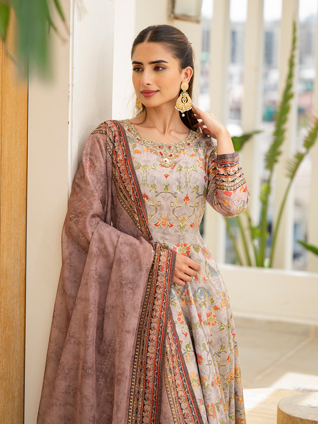 Embroidered Art Silk Kurta With Pant &amp; Dupatta