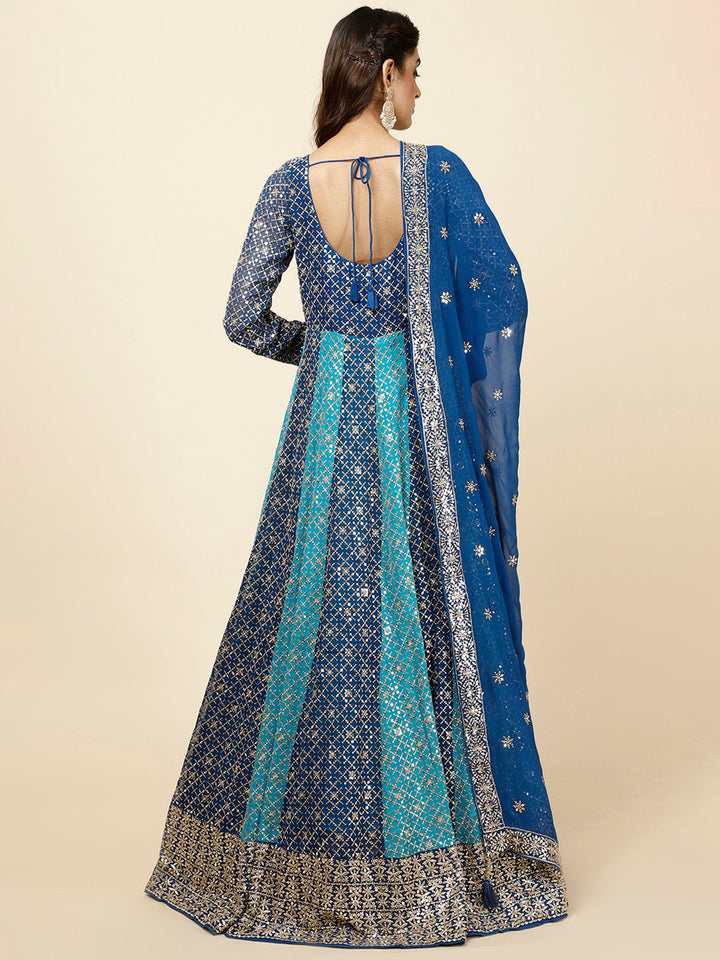 Zari Jaal Embroidered Georgette Kurta With Churidar &amp; Dupatta