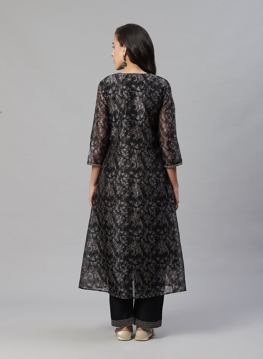 Printed Chanderi Anarkali Kurti With Pant