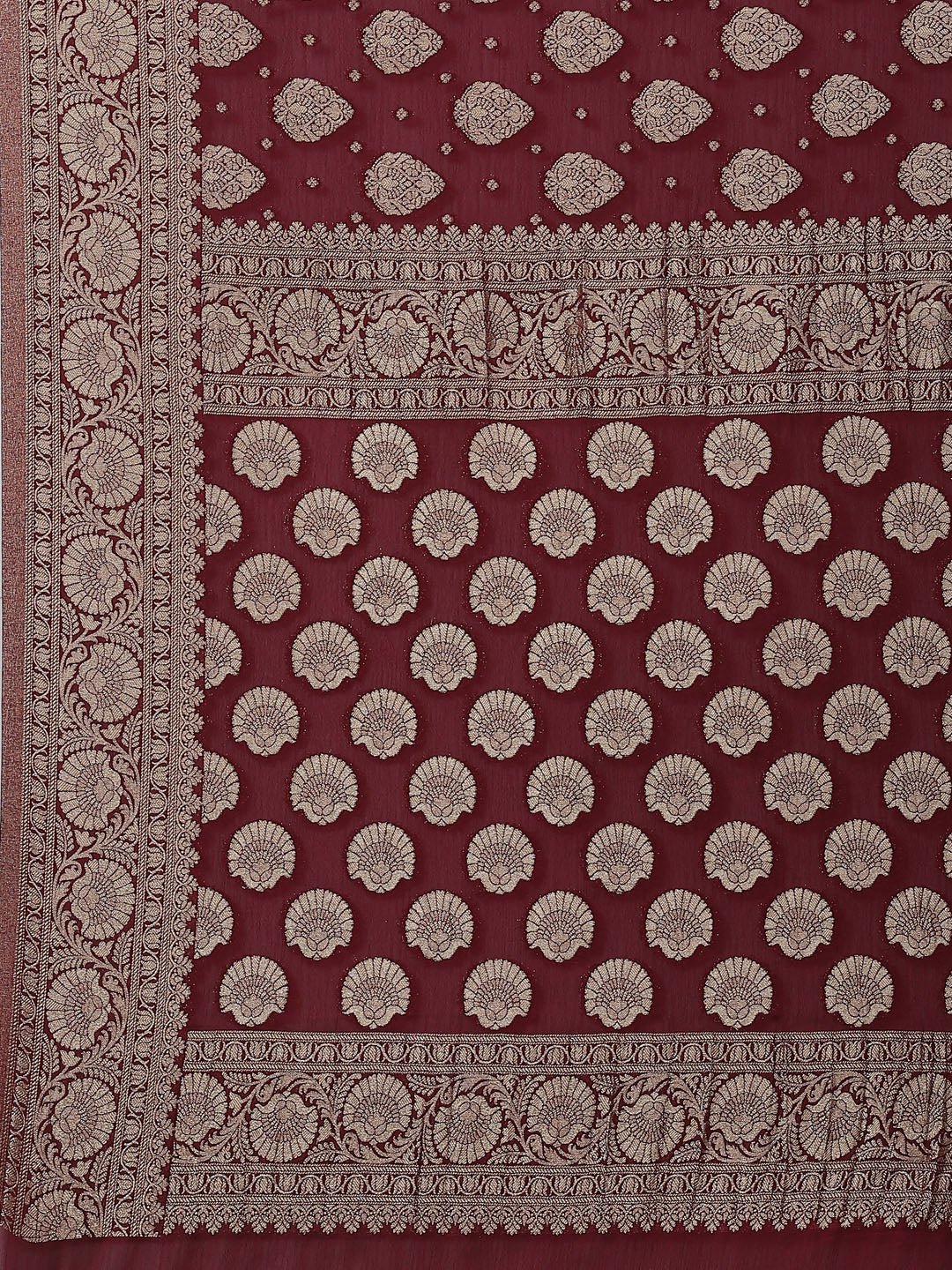 Zari Booti Crepe Plain Saree