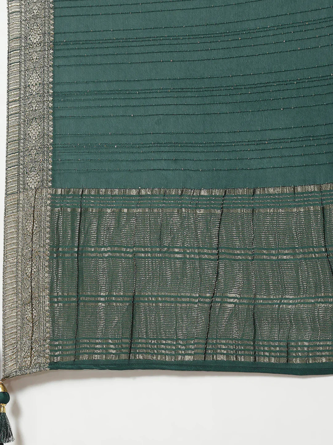 Sequin Embroidered Crepe Plain Saree
