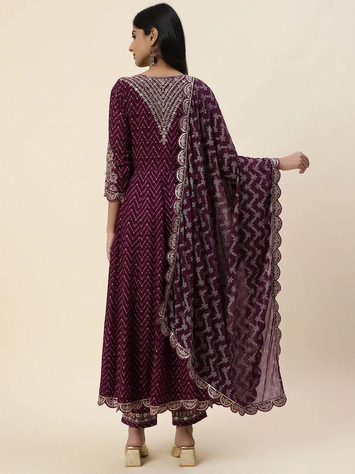Neck Embroidered Cotton Kurta With Pants &amp; Dupatta