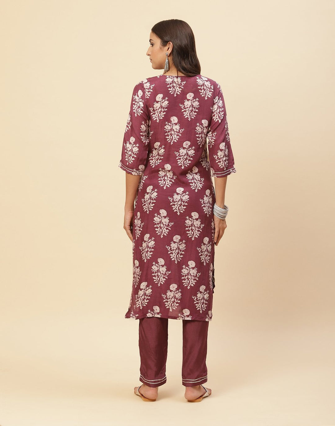 Printed Mirror Work Cotton Muslin Kurti With Pant