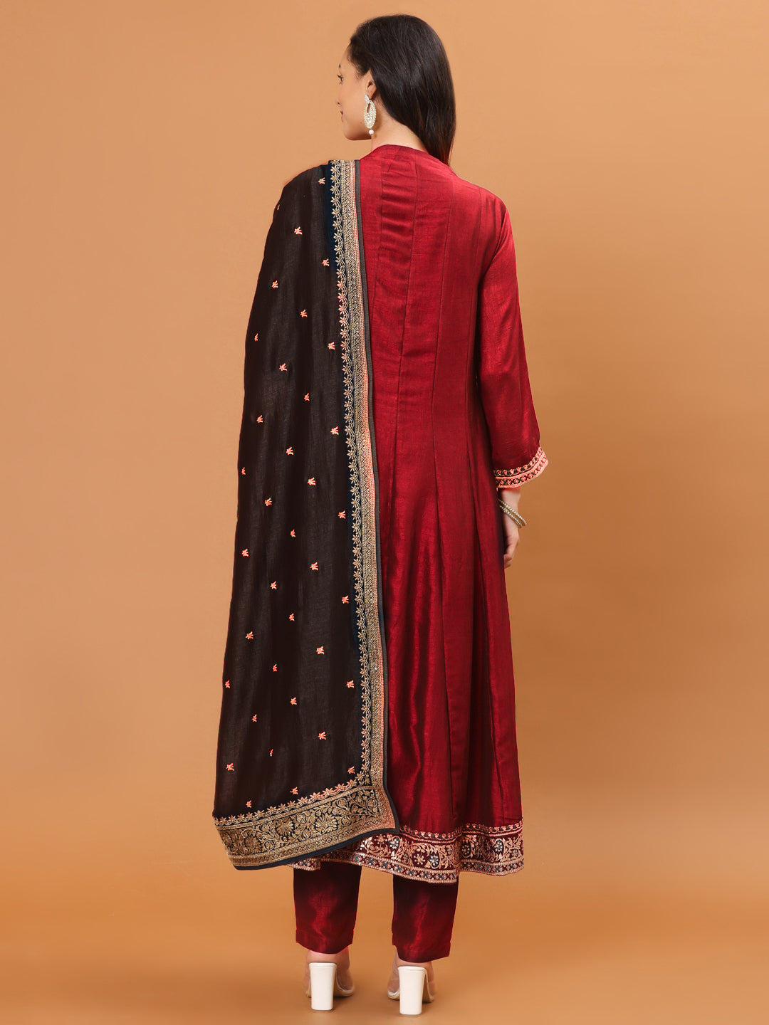 Zari Embroidery Handloom Kurta With Pants &amp; Dupatta