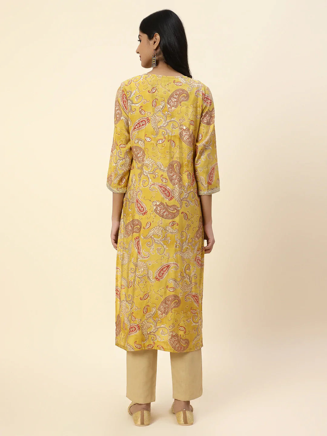Printed With Yoke Embroidered Muslin Kurta