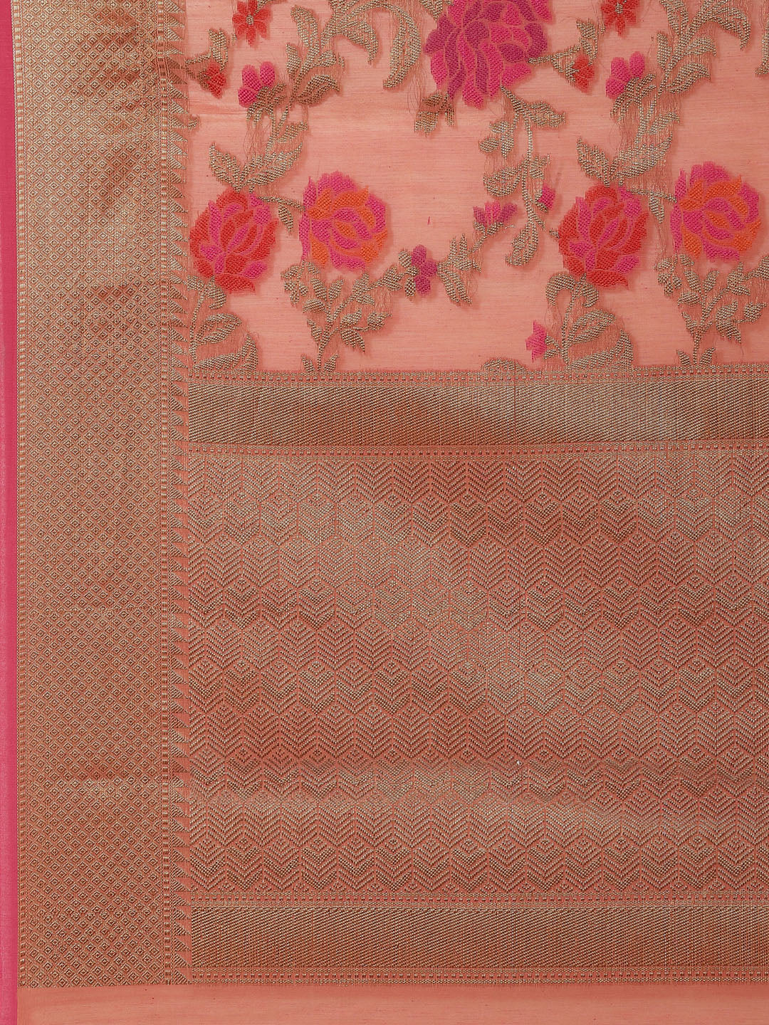 Floral Zari Jaal Cotton Woven Saree