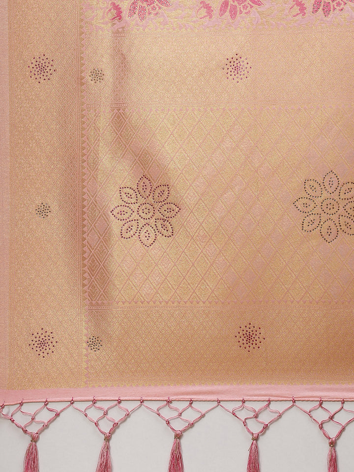 Stone Jaal Art Handloom Woven Saree
