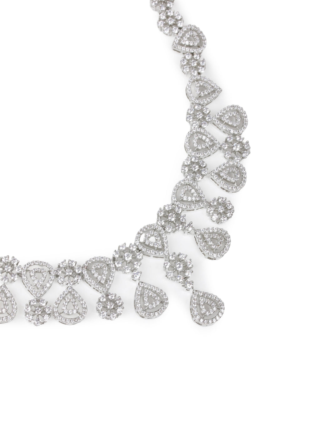 Diamond Silver Pendant Set With Earrings