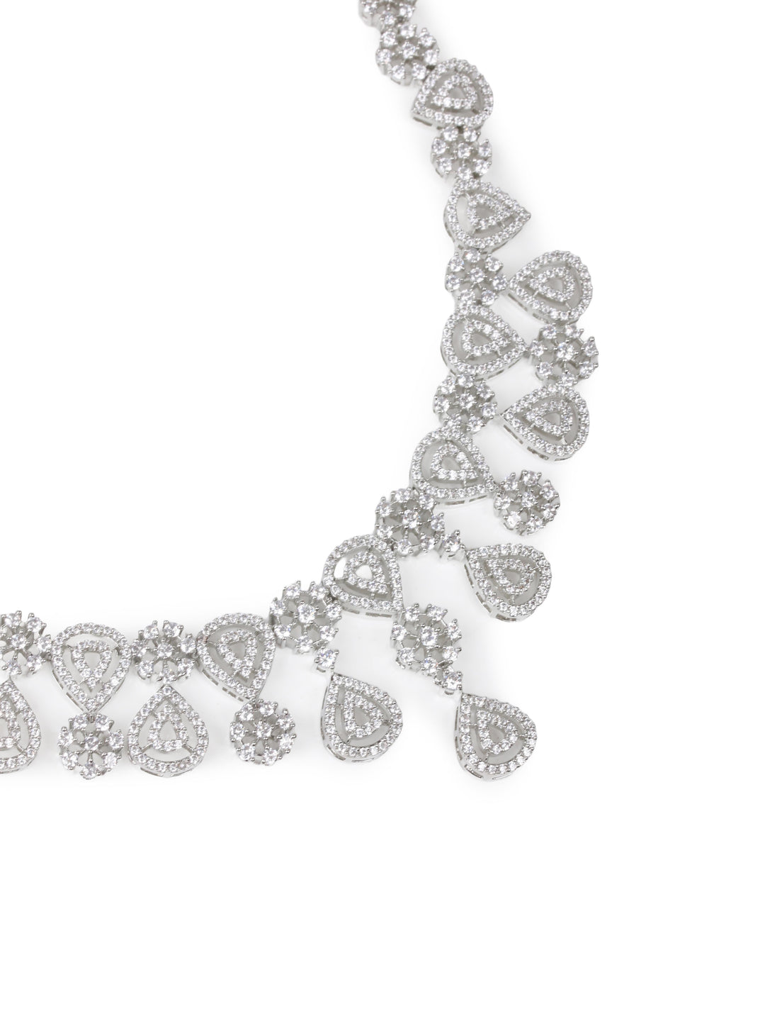 Diamond Silver Pendant Set With Earrings