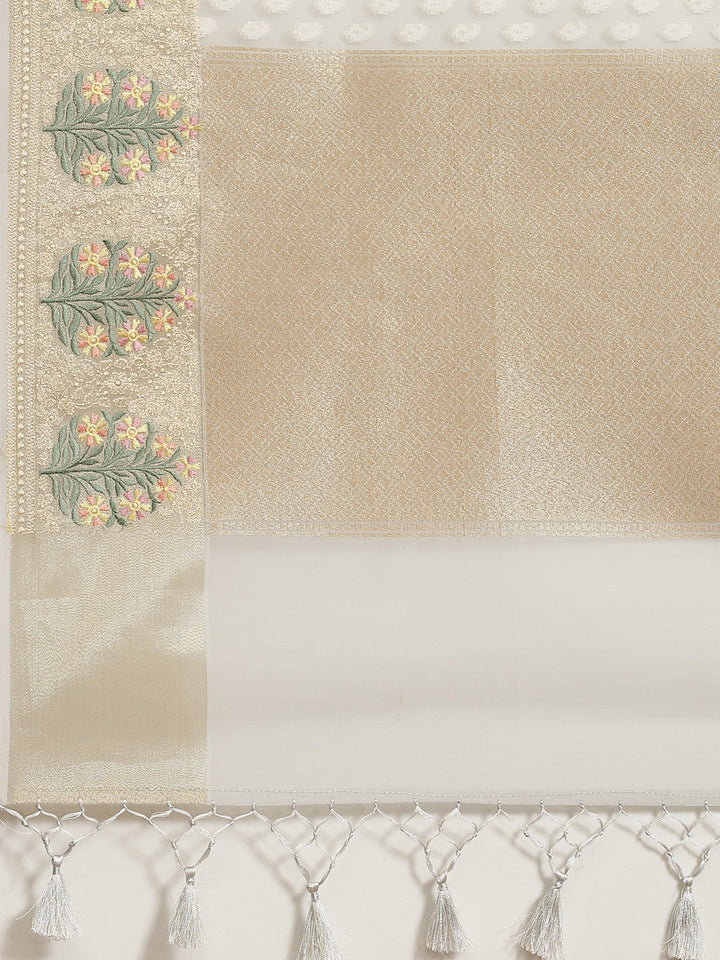 Resham Border Cotton Embroidered Saree