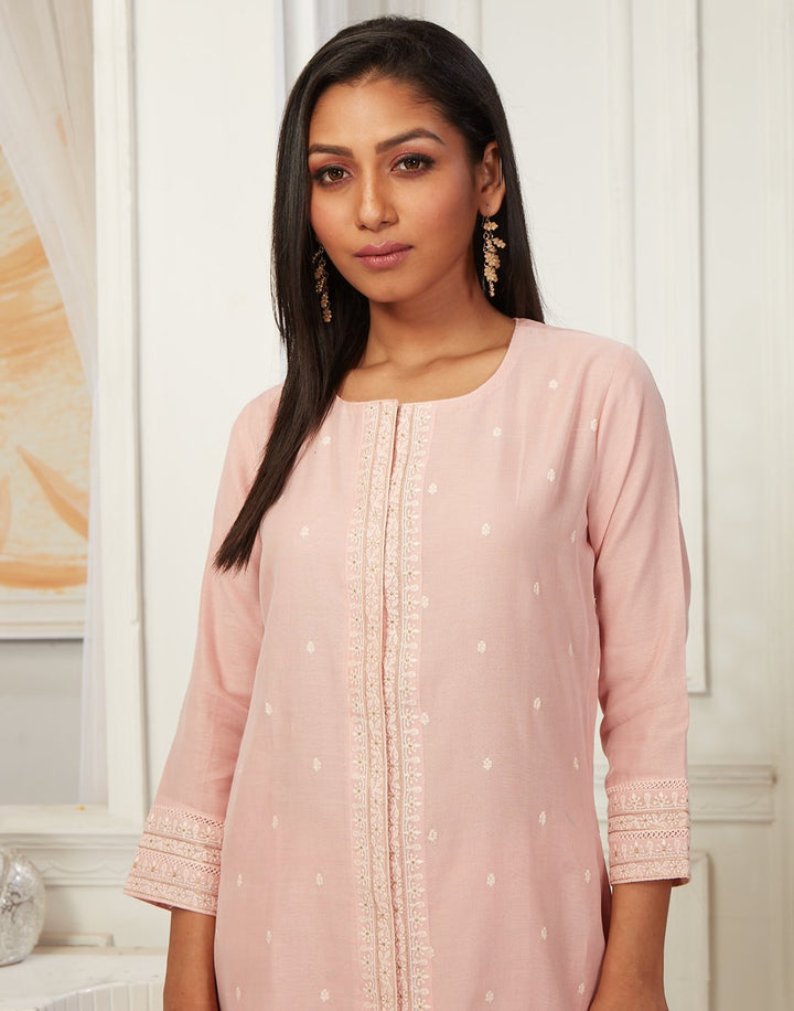 MBZ Meena Bazaar-Beautiful Chandheri Kurta with Plazzo