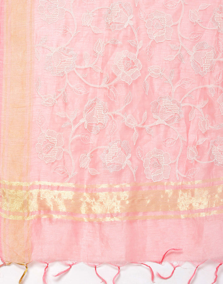 Cotton Linen Embroidery Saree