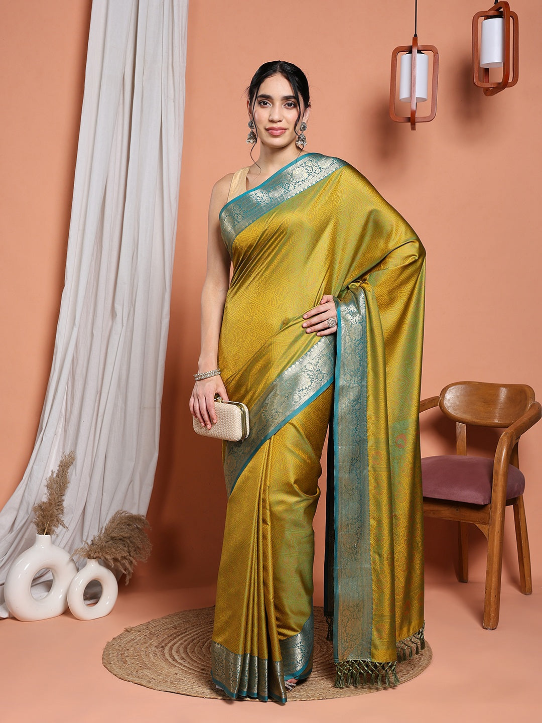 Woven Design Art Silk Lake Blue Saree