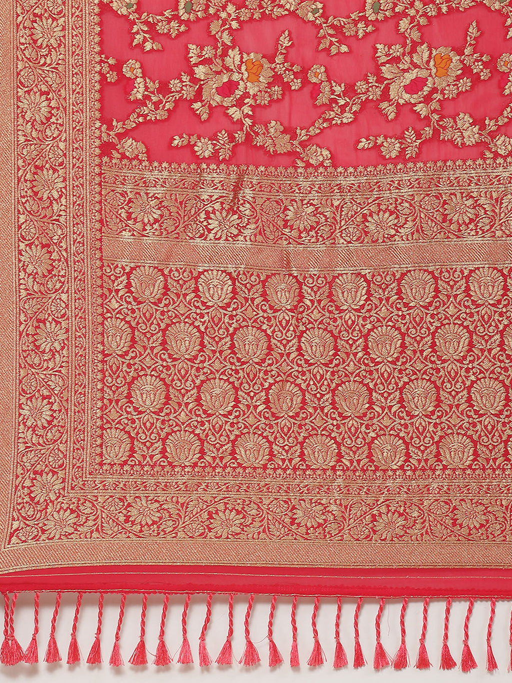 Floral Zari Jaal Georgette Plain Saree