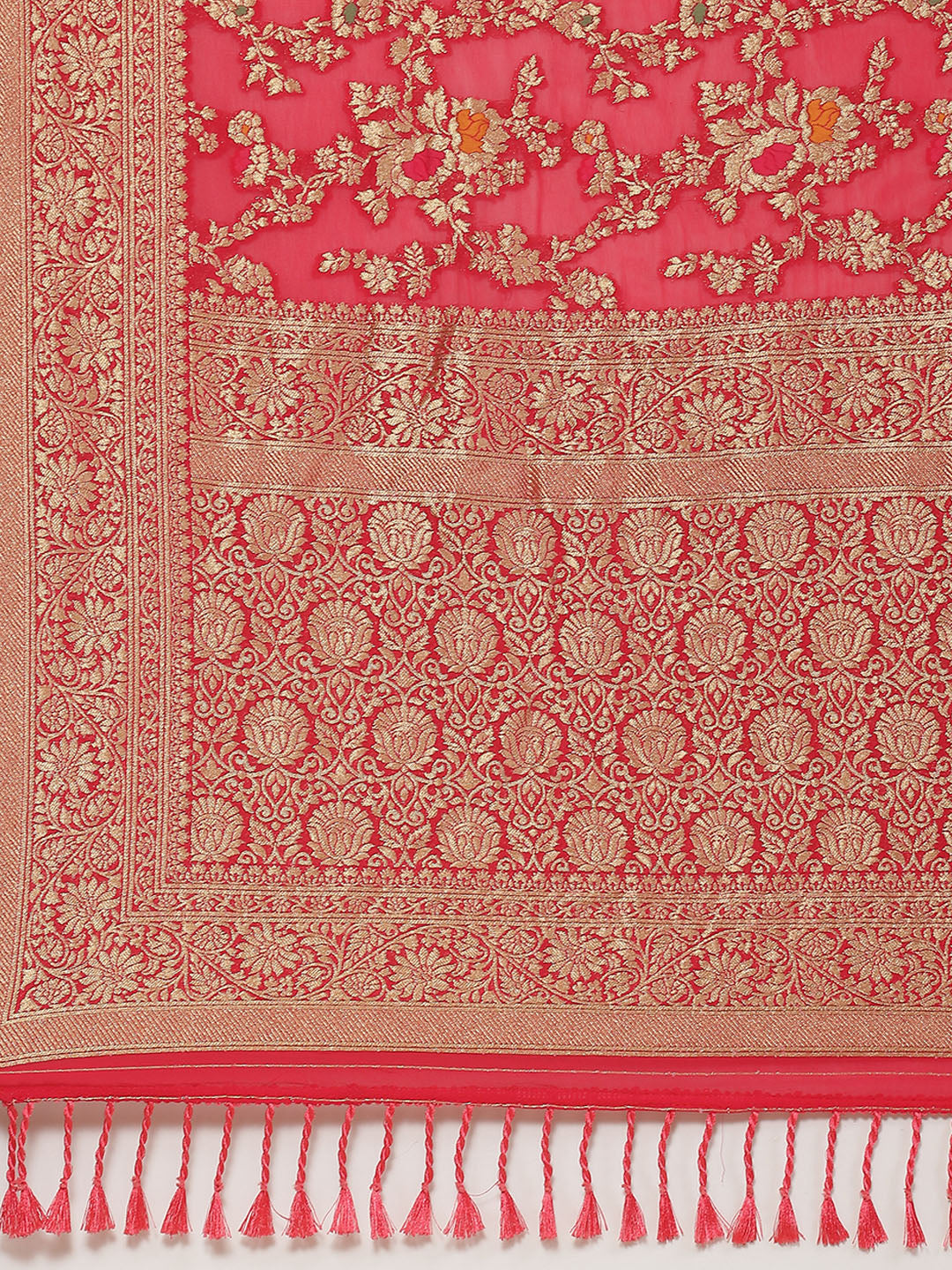 Floral Zari Jaal Georgette Plain Saree