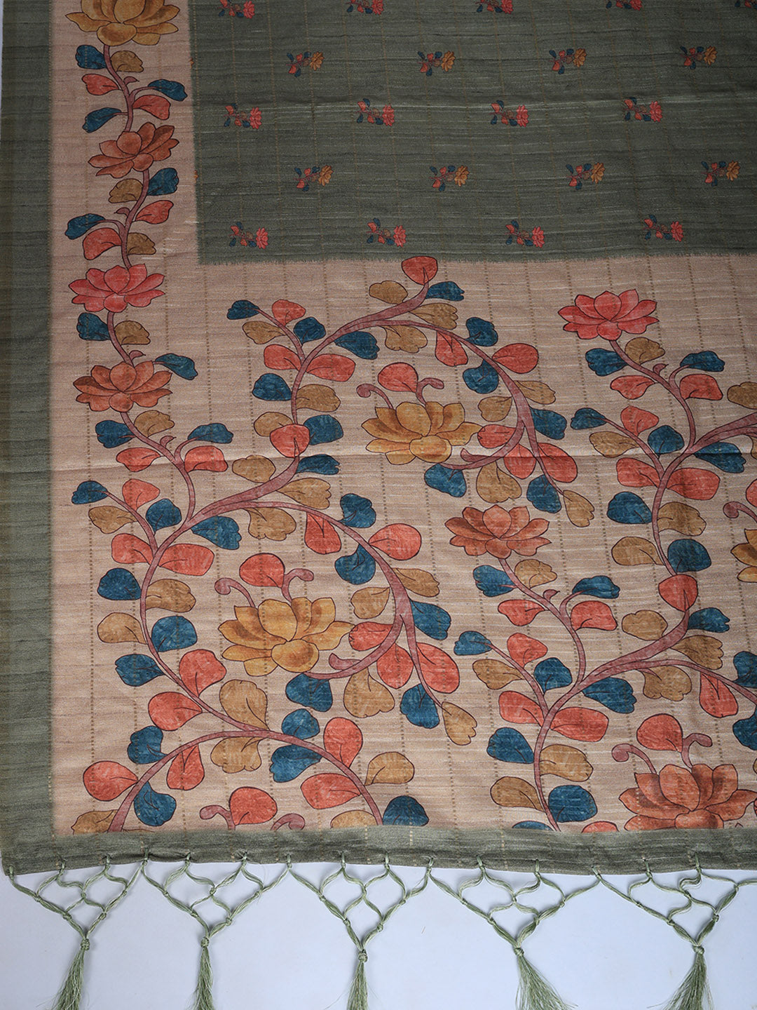 Floral Print Tussar Silk Saree