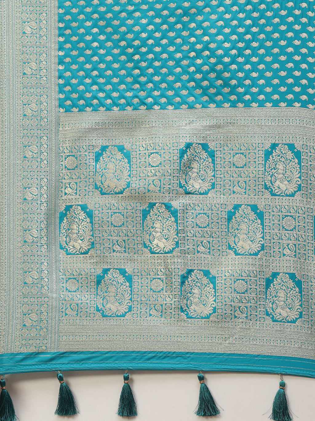 Zari Border Booti Banarasi Woven Saree
