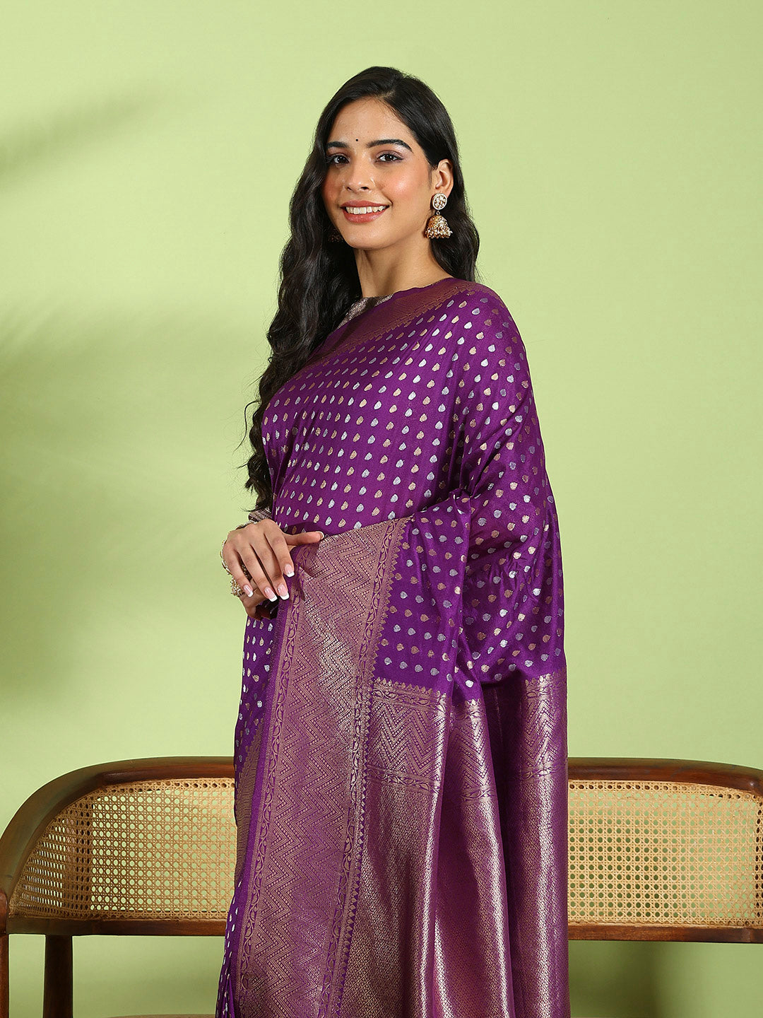 Plain Crepe Saree