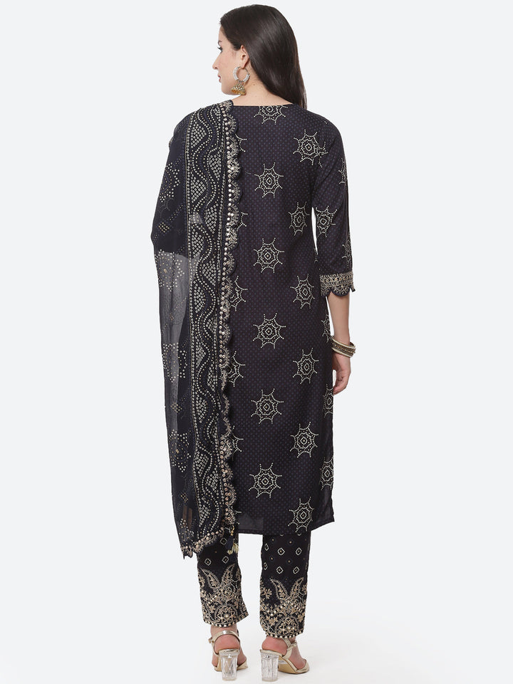 Printed Cotton Stitched Kurti With Pant And Printed Dupatta